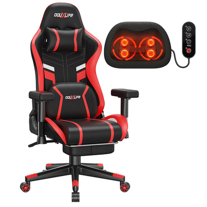 GC-RC03 Ergonomic Gaming Chair with Massage & Heating, 175° Reclining Computer Chair, Lumbar Support Office Chair with Footrest