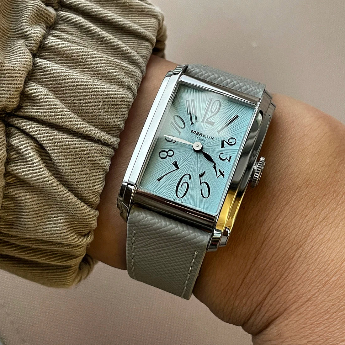New MERKUR NH05 Rectangle Retro Casual Watch for Men Business Series Automatic Chorded Watch Sapphire White Watch