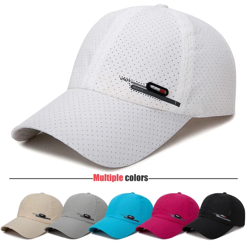 Summer New Breathable Perforated Quick-Drying Hat For Men Fishing Sun Protection Baseball Cap Cycling Travel Sports Hat