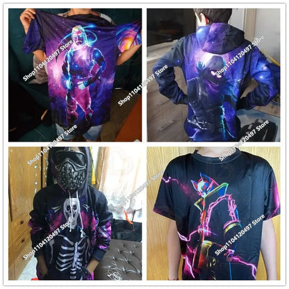 Sudadera con capucha casual estampada para hombre, mujer y niños Fortnite Couple Wear, para estudiantes, deportes al aire libre, manga larga sencilla