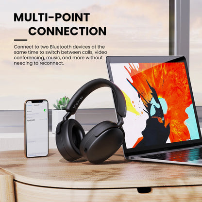 Auriculares inalámbricos Bluetooth 5.4 Oneodio SuperEQ A200 con ANC – Auriculares circumaurales con cancelación de ruido, micrófono ENC, audio Hi-Res y control desde app