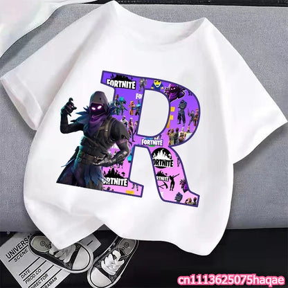 New Fortnites Kids T-shirts Cartoon Letter Graphic T-shirts Boys Girls Summer Casual Sports Short Sleeve Tops Children Clothing