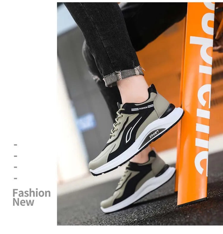 Modne męskie buty sportowe w koreańskim stylu, sznurowane, casualowe, do biegania, wygodne, oddychające, z grubą podeszwą