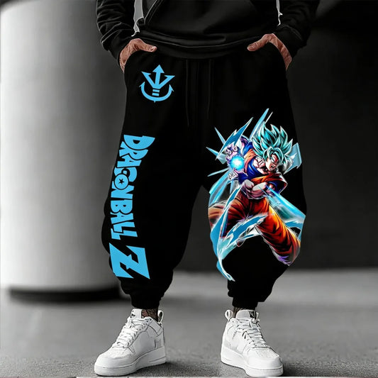 Calças Unissexo em Algodão Puro Dragon Ball Goku 2026 Verão Novo Produto Harajuku Estampado Anime Hip-hop Americano Largas e Casuais