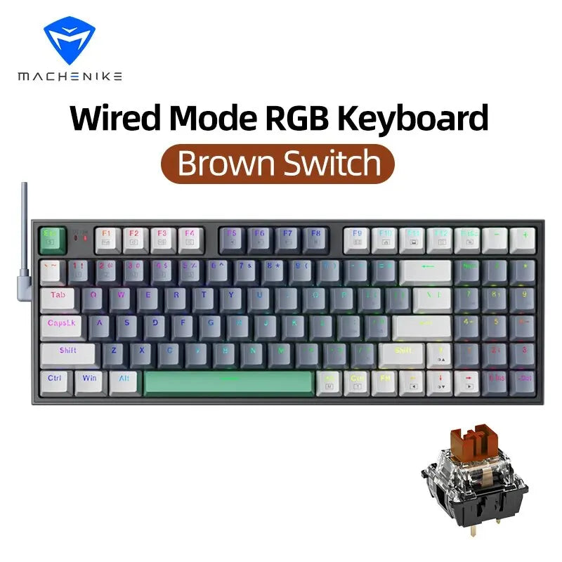 Tastiera meccanica MACHENIKE K500 cablata da gaming K500-B94 Hot Swappable, 94 tasti, layout 90%, retroilluminazione RGB per PC e laptop
