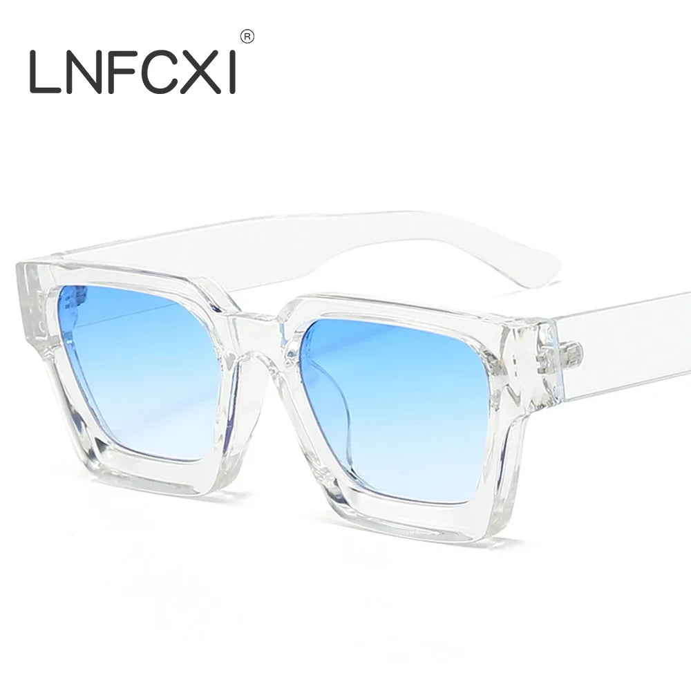 JNPCXI Fashion Square Women Luxury Sunglasses Retro Gradient Blue Designer Men Trending Sun Glasses Shades UV400