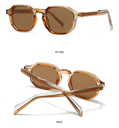SHAUNA New Polygon Square Men Polarized Sunglasses Retro Rivets Women Blue Green Shades UV400