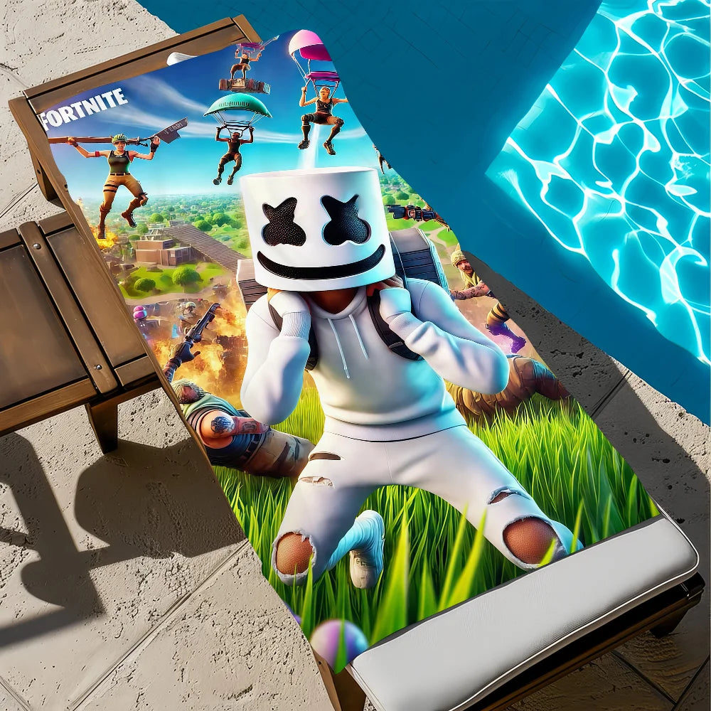 Hauska F-Fortnite-pelitaidepyyhe, pehmeä rantapyyhe, uintiretki, uima-allas, kylpypyyhe, kuntosali, spa, sisustus, lahja, loma