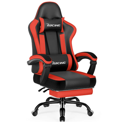 AUTHMIC Ergonomic Gaming Chair with 170° Reclining Backrest, Foldable Footrest, Soft Armrests, Supports 150kg, Breathable Material