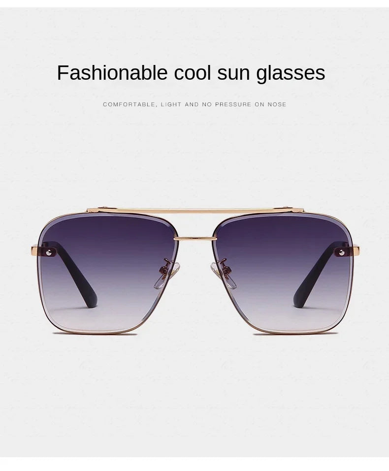 New Metal Square Gradient Sunglasses Fashionable Men Women Luxury Sunglasses Outdoor Sports Driving Fishing Goggles UV400