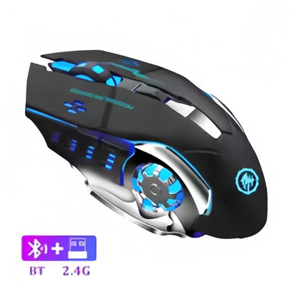 Rechargeable Wireless Gaming Mouse – Silent Bluetooth/USB, RGB Backlight, E-Sports for PC