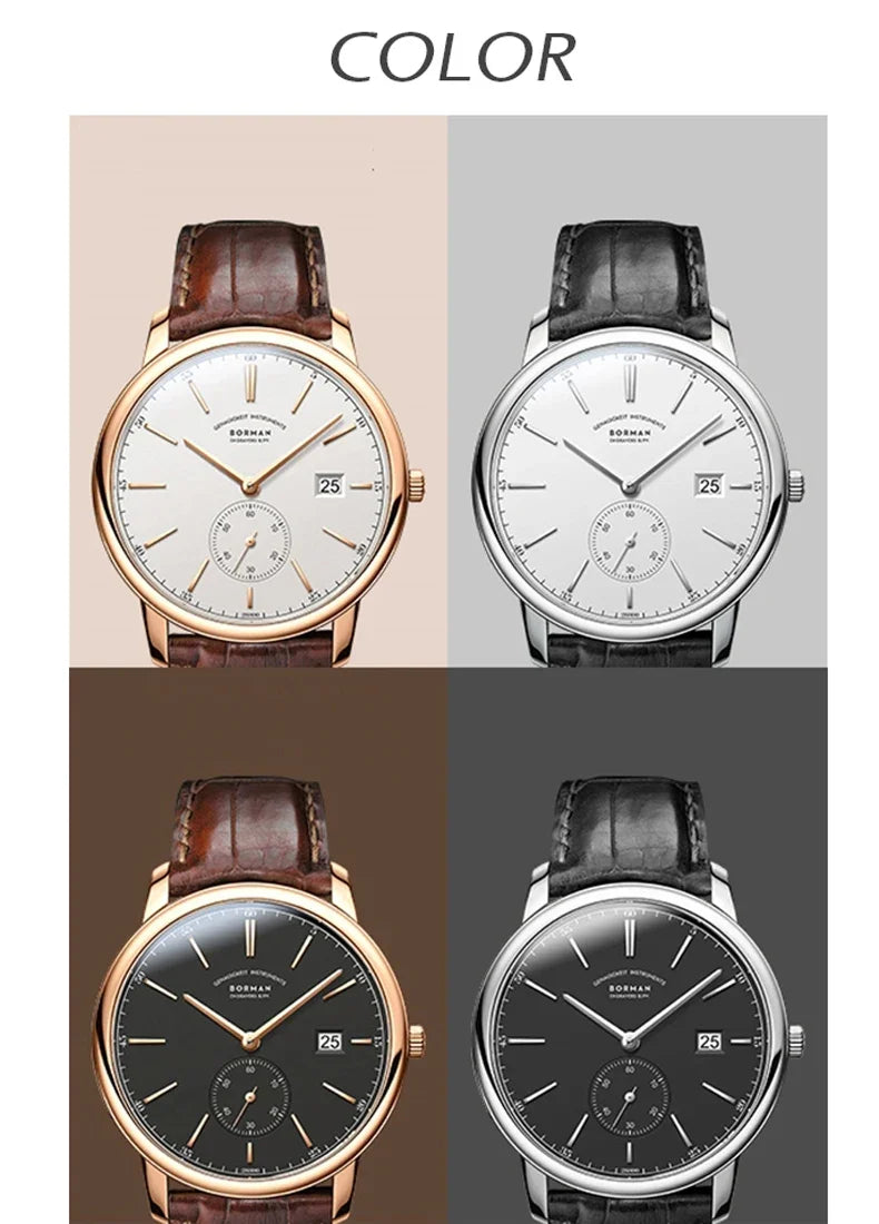 Reloj BORMAN BM3817 TOP nuevo de 42 mm, reloj de lujo para hombre, automático mecánico, cristal de zafiro, ultrafino, impermeable 50M, con subesfera