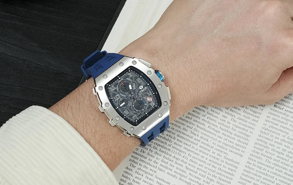 TSAR BOMBA New TB8204 Watch for Men, Japan Quartz Chronograph, 50M Waterproof Wristwatch, Fashion Sport Clock, Luxury Gift