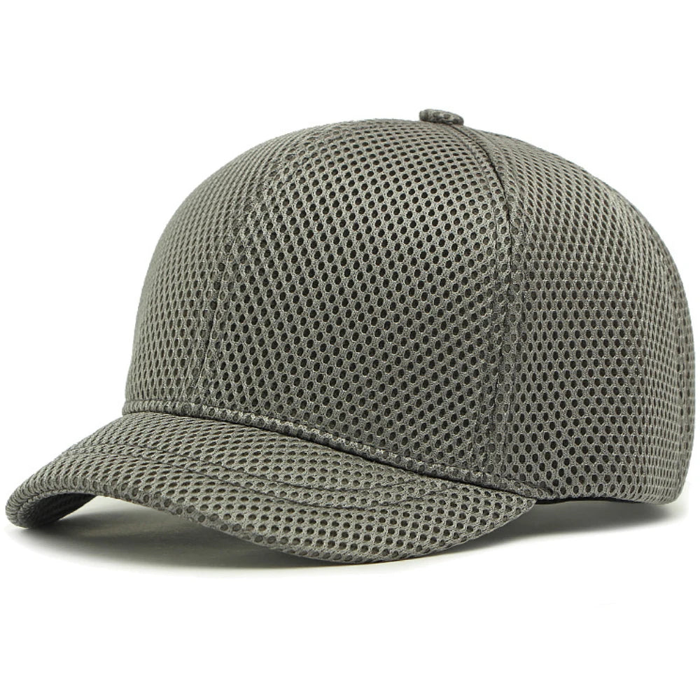 HT4828 5CM Short Brim Baseball Cap Male 6 Panels Baseball Hat Breathable Mesh Trucker Cap Men Women Solid Plain Snapback Cap