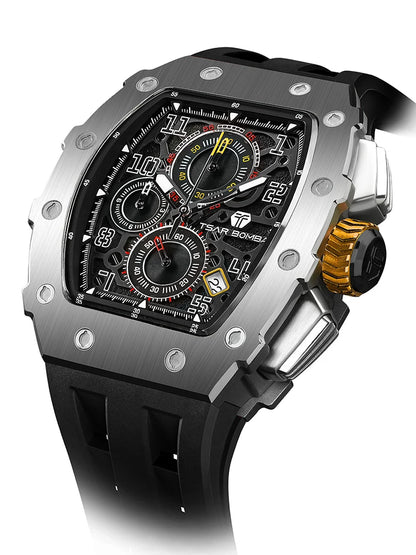 TSAR BOMBA New TB8204 Watch for Men, Japan Quartz Chronograph, 50M Waterproof Wristwatch, Fashion Sport Clock, Luxury Gift