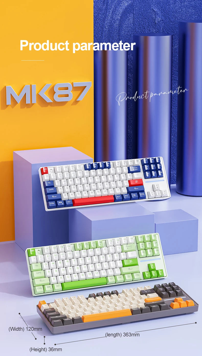 Teclado mecánico inalámbrico Bluetooth SMAILWOLF MK87 para gaming e-sports, teclas completas, hot-swap, teclado personalizable