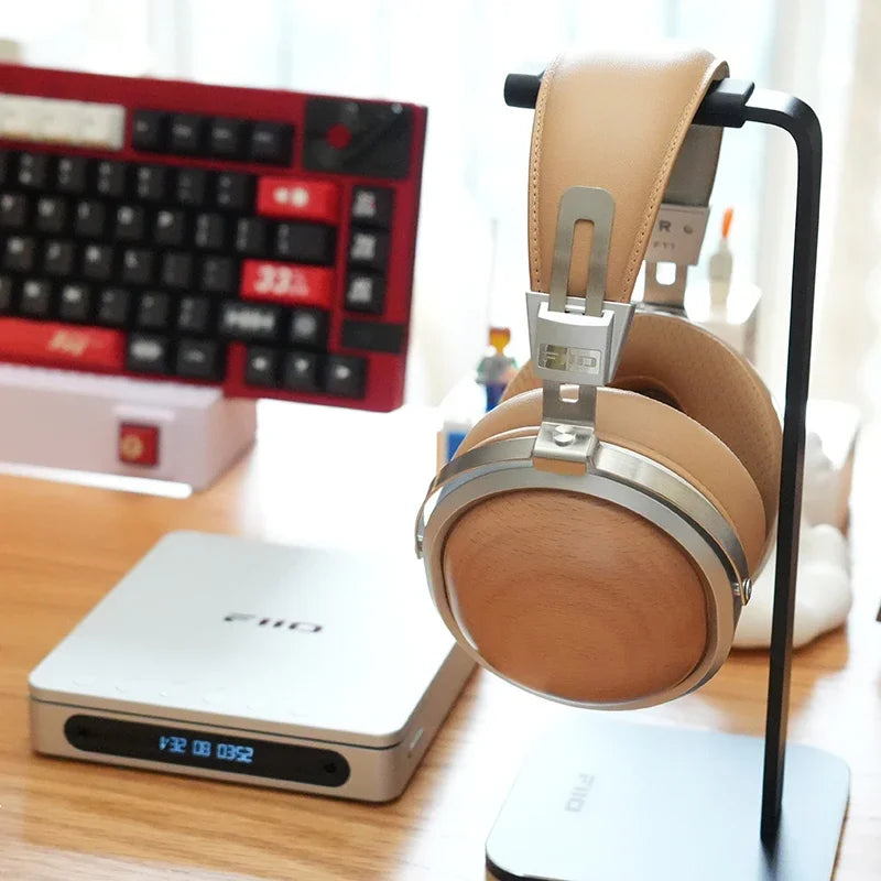 FiiO FT1 Professional Wired HiFi Monitor Headphones – North American Walnut Over-Ear Dynamic Stereo Headset with Leather & Metal Build