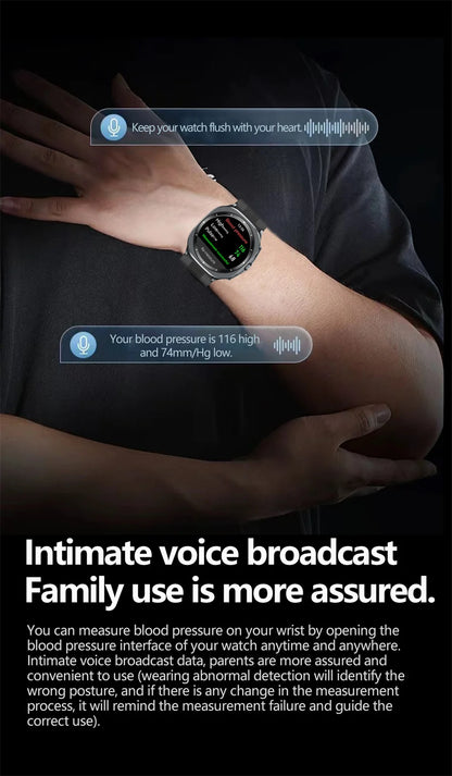2026 New Health Track Smartwatch Air Pump Airbag True Blood Pressure Health Measure Smart Watch for Men and Women Blood Oxygen BT Call