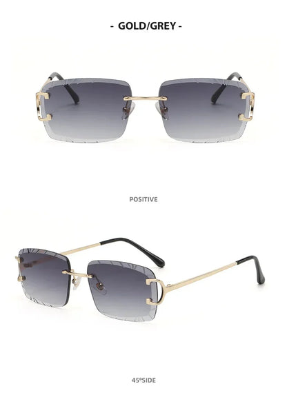 Fashion Square Sunglasses Vintage Women Men Frameless Sun Glasses Rimless Retro Luxury Brand Designer Eyeglasses UV400 Travel