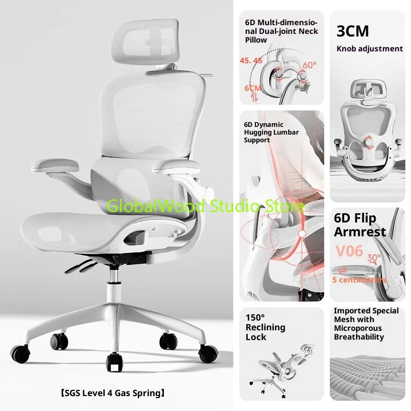 Ergonomic Rattan Office Chair with Massage Design, Sihoo Leather Executive Desk Chair, Folding Swivel Chair with Adjustable Height & Armrests