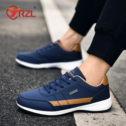Sapatos para Homem YRZL Primavera Outono Impermeáveis, Ténis de Caminhada em Pele para Lazer e Desporto Masculino, Calçado Antiderrapante para Homem