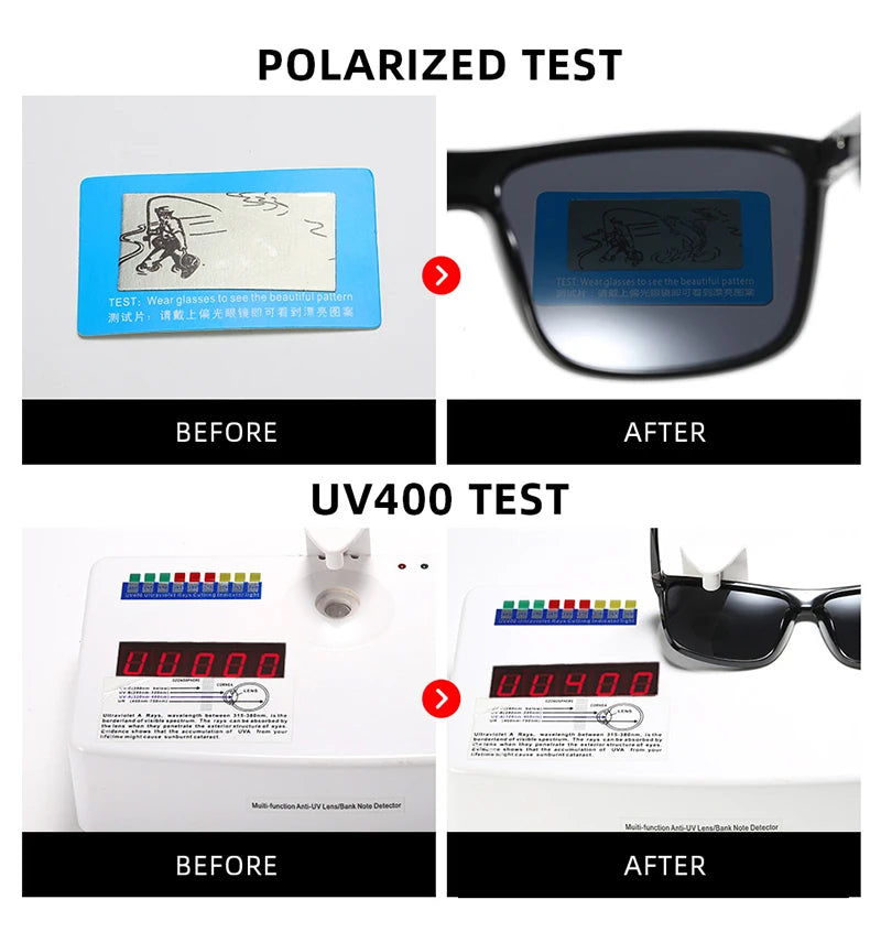 Classic Black Square Polarized Sunglasses Men Fashion Mirror Blue Sun Glasses Unisex Vintage Anti Glare Driving Shades UV400