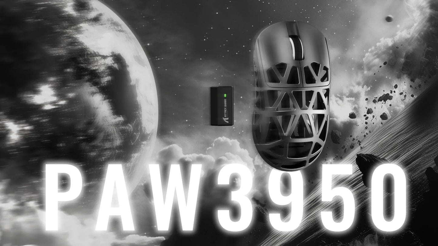 ATTACK SHARK R2 gamingmus i magnesiumlegering PAW3950, tri-mode, 8000hz, 42000 DPI, 45g ultralätt, mikrobrytare med 100M klick