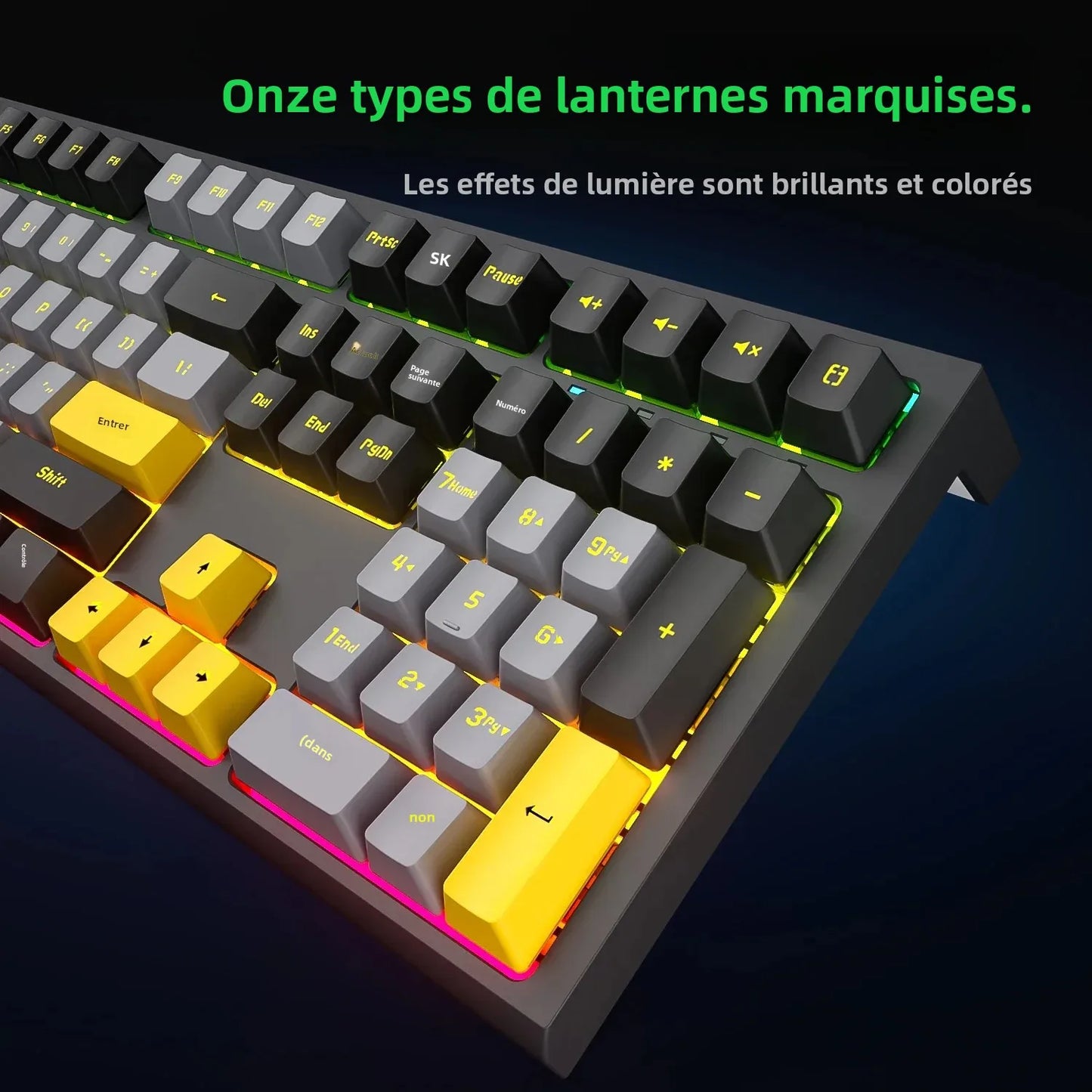 Mechanische kabelgebundene Gaming-Tastatur mit 108 Tasten und RGB-Hintergrundbeleuchtung | Gaming-Chip | Niedrige Latenz | Anti-Ghosting | Für PC-, Windows- und Mac-Gamer
