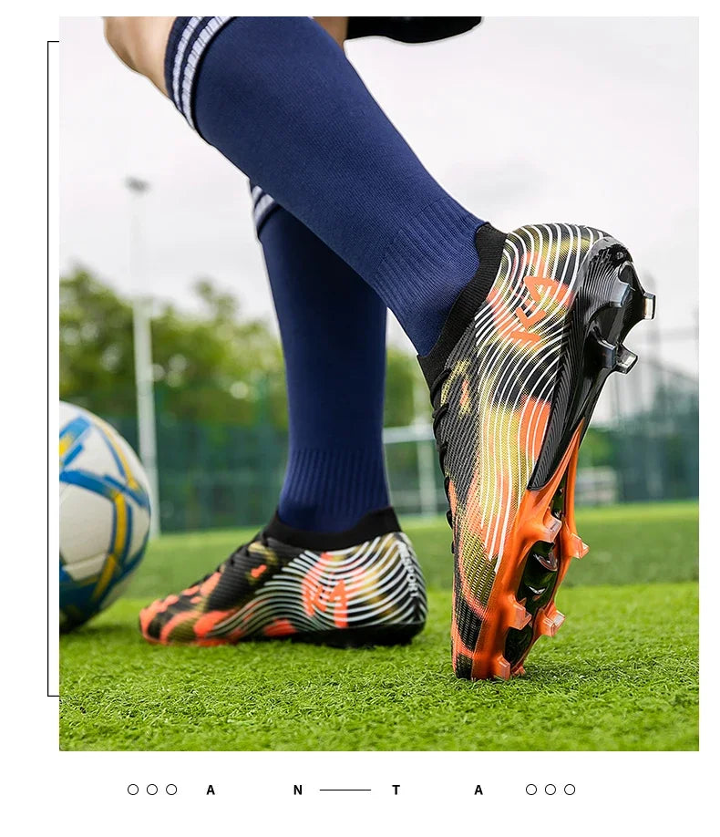 New Men’s Football Boots Outdoor Sneakers High-Quality Grass Cleats Soccer Shoes Boys Match Hot-Selling Non-Slip High-Top Light
