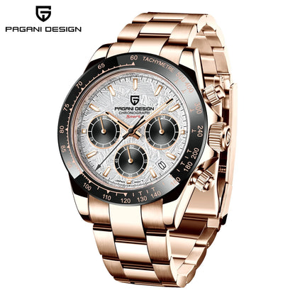 PAGANI DESIGN Men Exquisite Quartz Watch Luxury Choice VK63 Sapphire Mirror Stainless Steel Calendar Small Three-Pin Chronograph