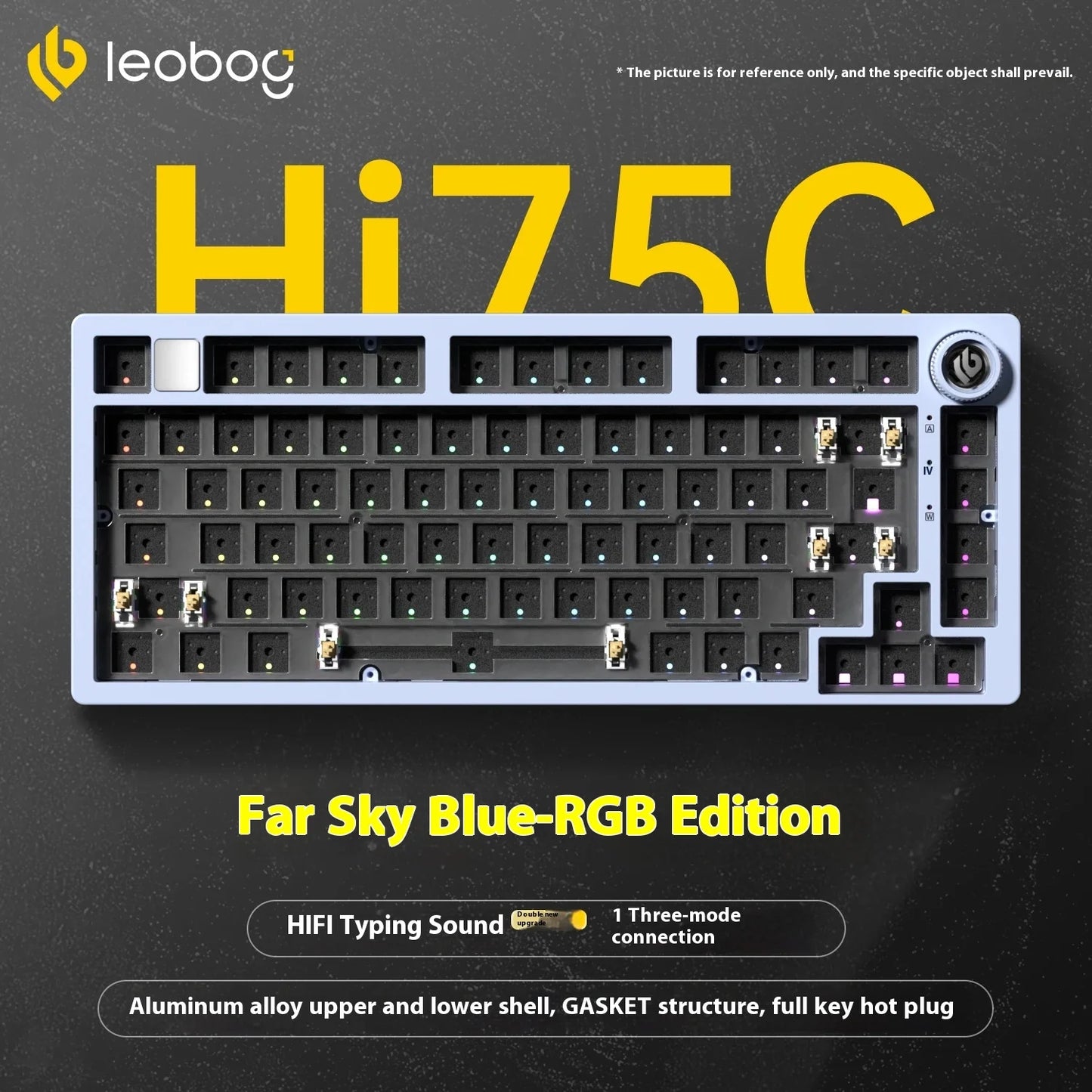 LEOBOG Hi75C Mechanical Wireless Keyboard Aluminium 3-Mode With Knob Hot Swap RGB Gasket Hi75C Gaming Keyboard Customization PC