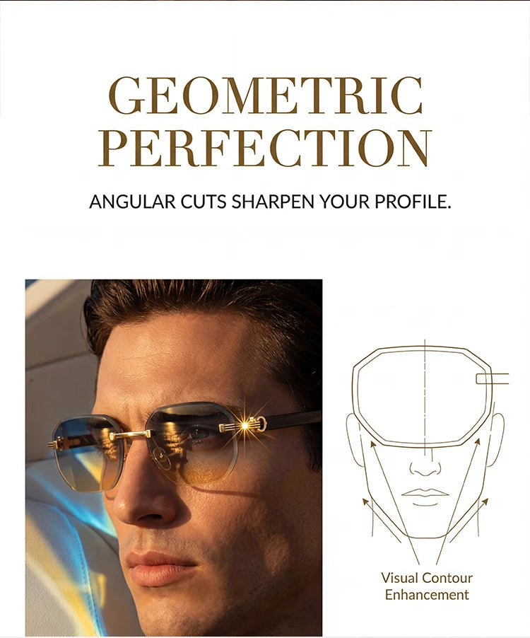 Vintage Square Rimless Sunglasses Men 2026 Luxury Brand Trendy Frameless Punk UV400 Eyewear Anti Blue Light Prescription Glasses