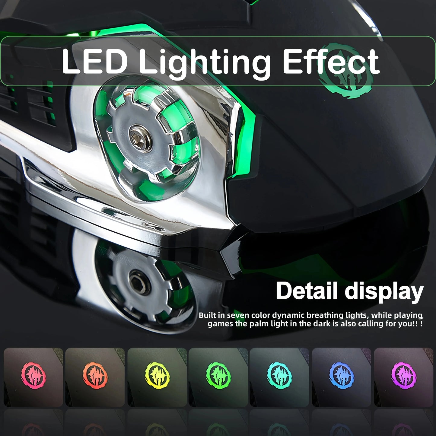 KEBIDUMEI Dual-Mode Bluetooth 5.2-mus 2.4G trådlös mus RGB-gamingmus uppladdningsbar tyst mus 3600 DPI möss för bärbar dator