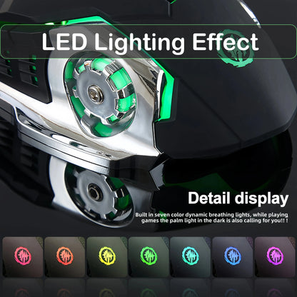 KEBIDUMEI Dual-Mode Bluetooth 5.2-mus 2.4G trådlös mus RGB-gamingmus uppladdningsbar tyst mus 3600 DPI möss för bärbar dator