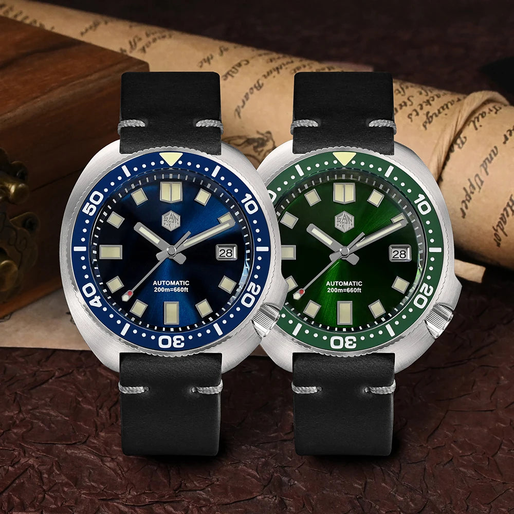 San Martin Turtle Men's Diver Watch 44mm NH35 Automatic Mechanical Wristwatch Sapphire Waterproof 200m Luminous Watches SN0047