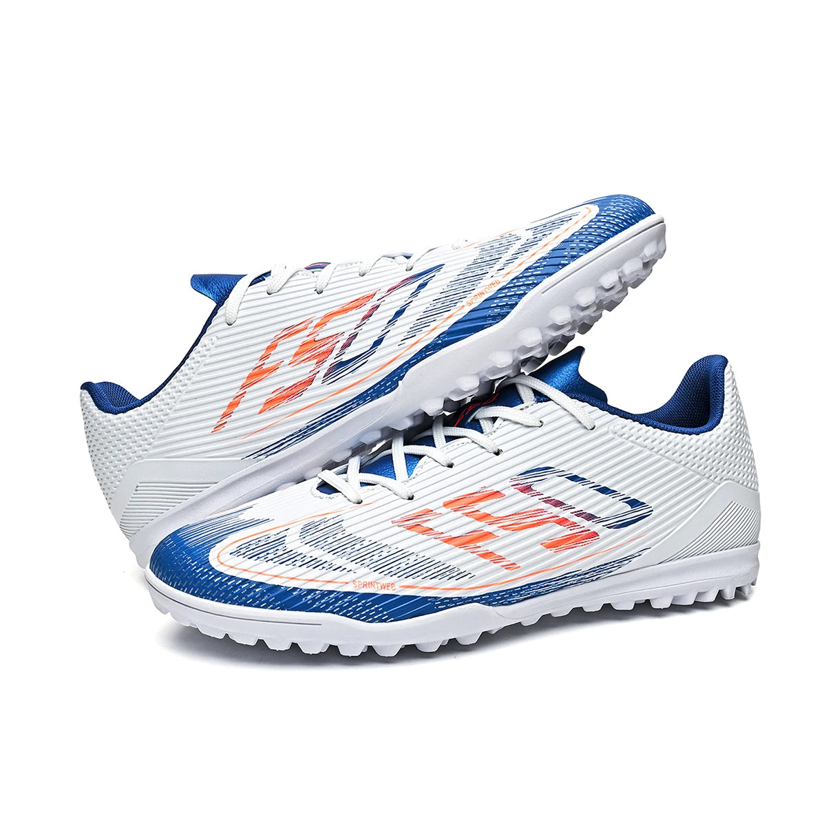 Chaussures de football unisexe TF Turf, semelle en caoutchouc résistante à l'usure, tige en PU confortable, chaussures légères pour les matchs sur gazon en extérieur.