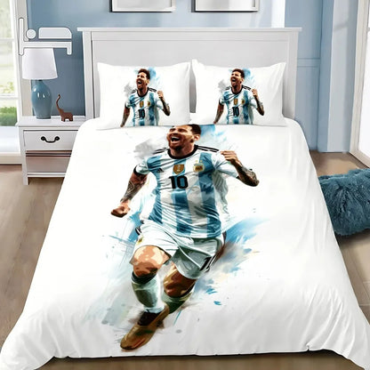 Set de ropa de cama Football Star M-messis con funda nórdica y funda de almohada para adulto, niño y niña, decoración de dormitorio infantil, tamaño individual, doble y grande