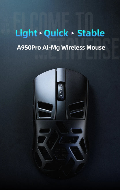 Mouse da gaming wireless DAREU Al-mg Tri-mode 8Khz PBT con ricarica rapida, PAW3950, 30000 DPI, leggero, per PC gamer