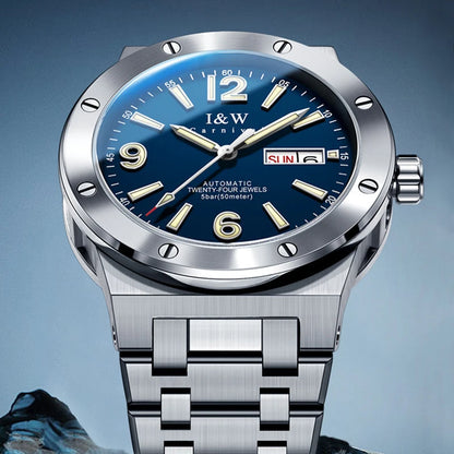 Reloj mecánico para hombre Carnival (serie IW de gama alta) – Lujo, cristal de zafiro, hermético hasta 50 m, movimiento automático importado
