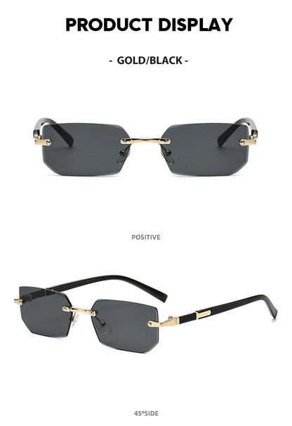 Trendy Rimless Sunglasses for Men Women Fashion Frameless Rectangle Sun Glasses Retro Shades Summer Traveling Eyewear UV400