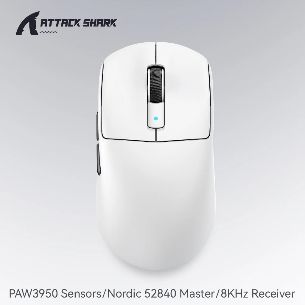 Ratón gaming Attack Shark R6 ultraligero de 38g, PAW3950, tasa de sondeo 8K, inalámbrico, Nordic 52840, 24000DPI, triple modo