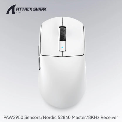 Ratón gaming Attack Shark R6 ultraligero de 38g, PAW3950, tasa de sondeo 8K, inalámbrico, Nordic 52840, 24000DPI, triple modo