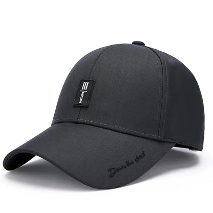 Men's Baseball Hat Hard Top Spring Autumn Big Head Circumference Cotton Cap Sun Protection Dad Cap Adjustable Strap Fishing Hat