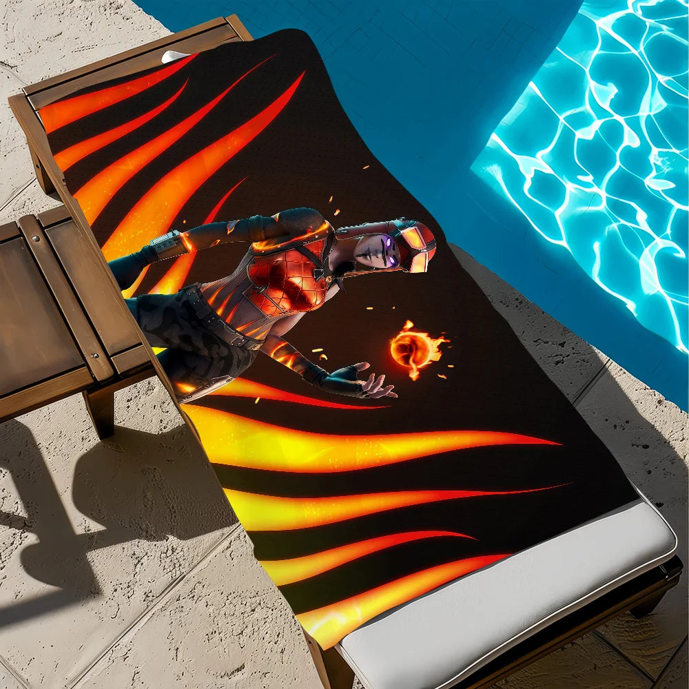 Hauska F-Fortnite-pelitaidepyyhe, pehmeä rantapyyhe, uintiretki, uima-allas, kylpypyyhe, kuntosali, spa, sisustus, lahja, loma