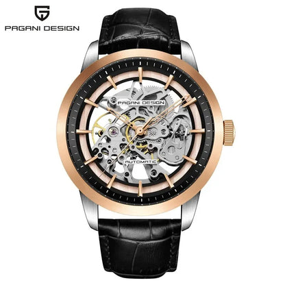 PAGANI DESIGN Business Man Watch Luxury Skeleton Hollow Leather Men's Wristwatch New Mechanical Male Clock
