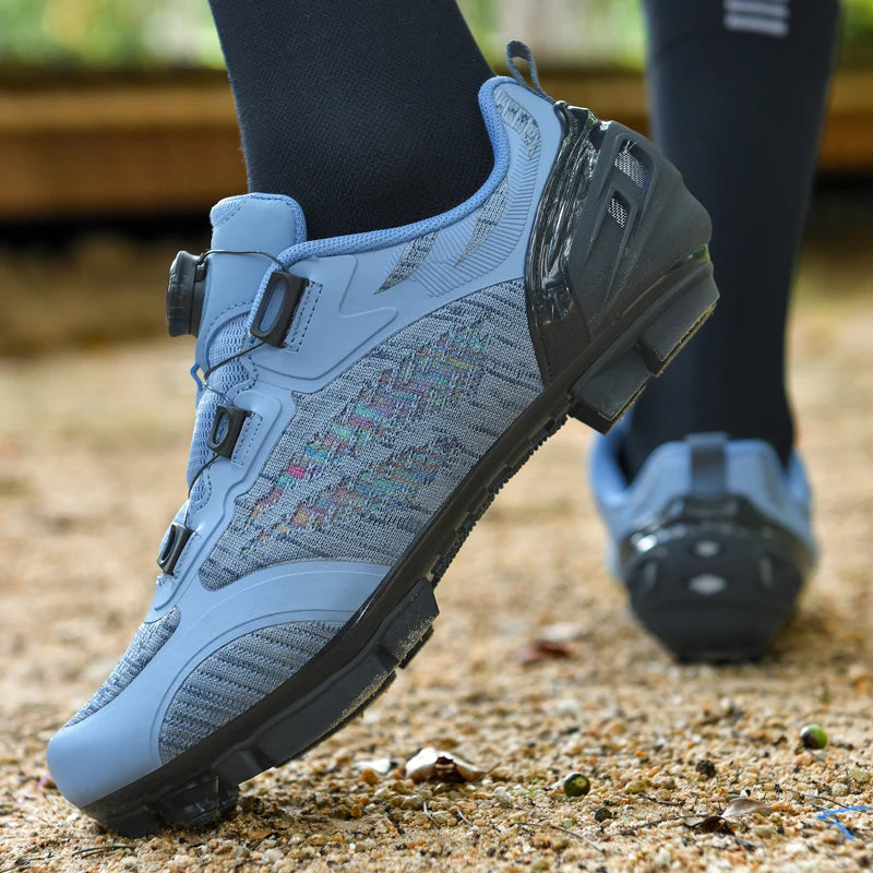 Sapatos de ciclismo MTB para homem e mulher T03 roxos respiráveis, de velocidade, autoblocantes, para ciclismo de estrada, corrida ao ar livre e treino