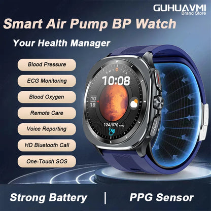 2026 New Health Track Smartwatch Air Pump Airbag True Blood Pressure Health Measure Smart Watch for Men and Women Blood Oxygen BT Call