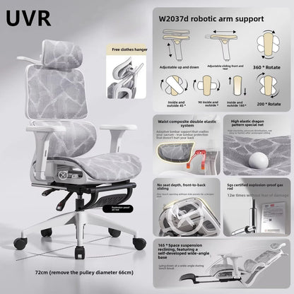 UVR Ergonomic Gaming Chair Comfortable Computer Chair with Footrest, Adjustable Office Chair, Reclining E-Sports Chair for Long Sitting and Work