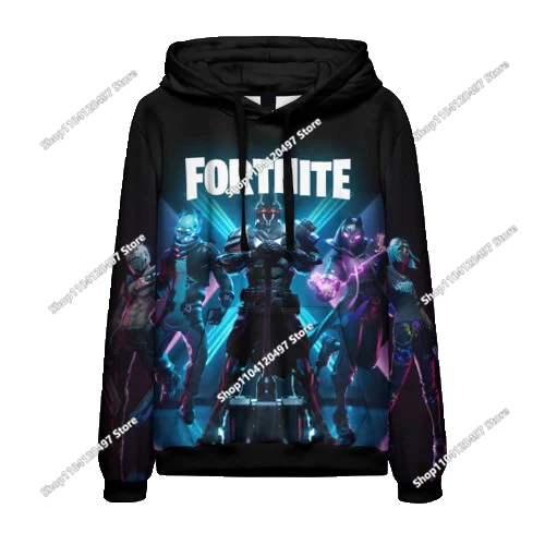Sudadera con capucha casual estampada para hombre, mujer y niños Fortnite Couple Wear, para estudiantes, deportes al aire libre, manga larga sencilla