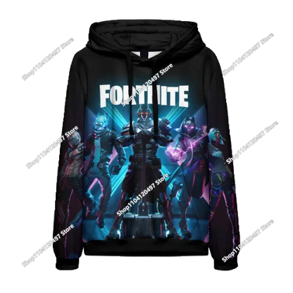 Sudadera con capucha casual estampada para hombre, mujer y niños Fortnite Couple Wear, para estudiantes, deportes al aire libre, manga larga sencilla